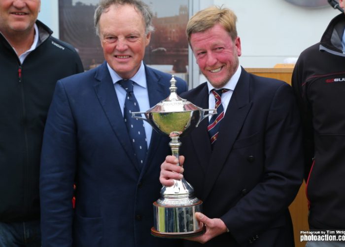 Michael Boyd, RORC Commodore, presenting the trophy to Paul Gibbons of 'Anchor Challenge'. Image: www.photoaction.com