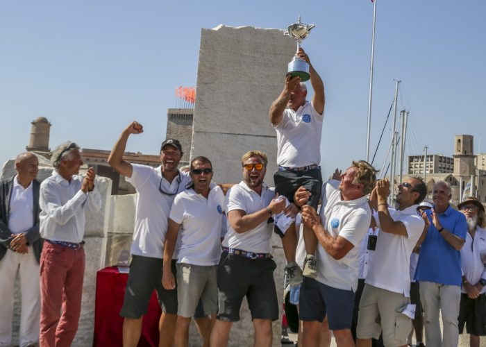 Guy Claeys' crew from the JPK 10.10 Expresso 2 are crowned the 2017 Marseille IRC European Champions © Pierik Jeannoutot