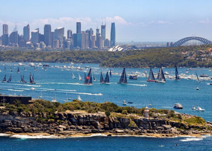 An iconic view of the start of the 2022 Rolex Sydney Hobart Yacht Race. © ROLEX